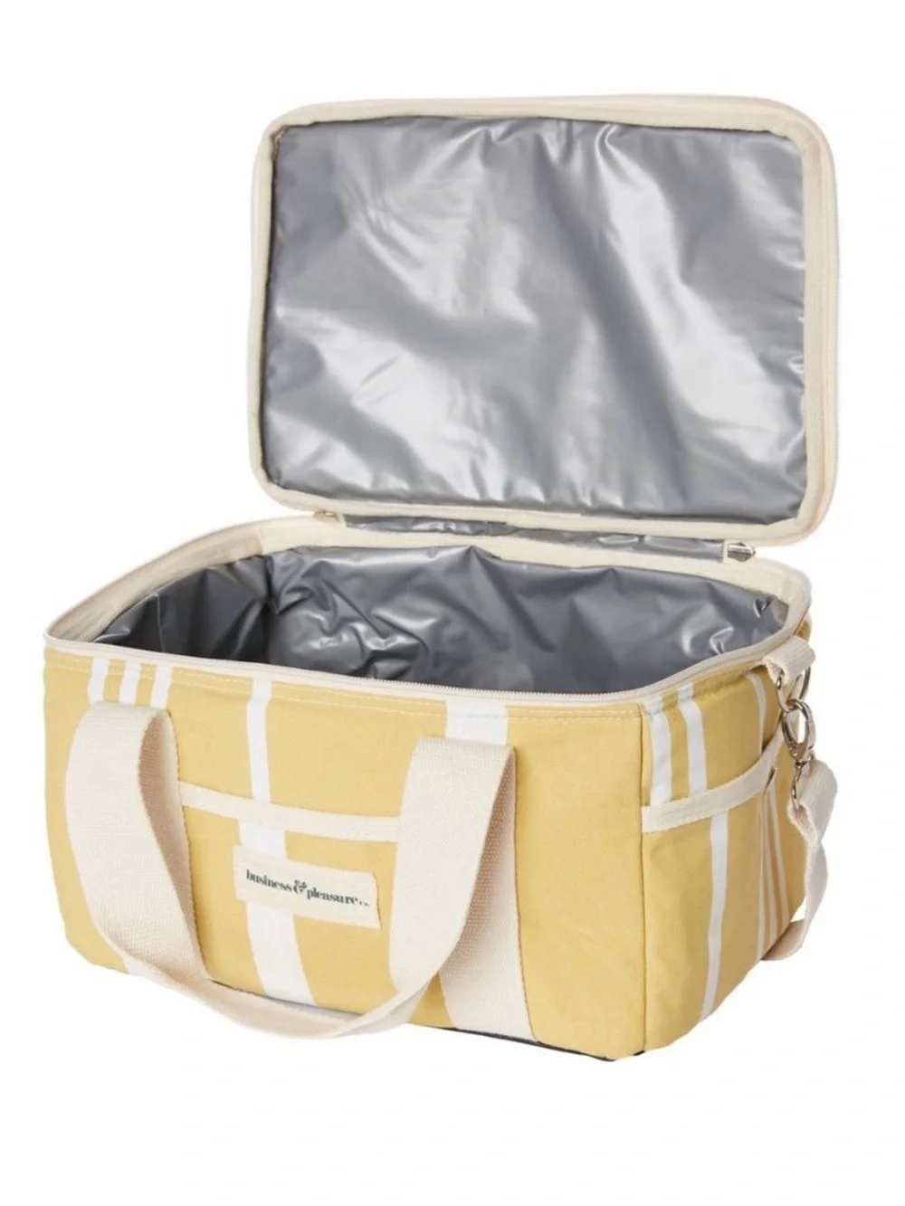 Business & Pleasure Yellow Striped Canvas Cooler Beach Essential Coastal